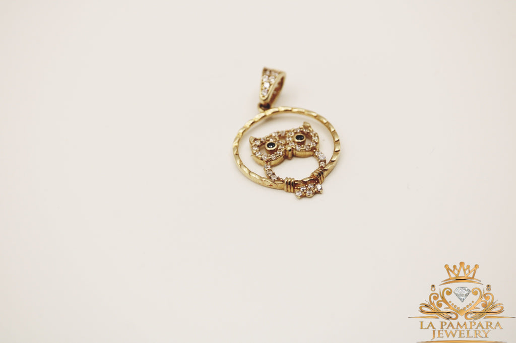 owl  small pendant 14k