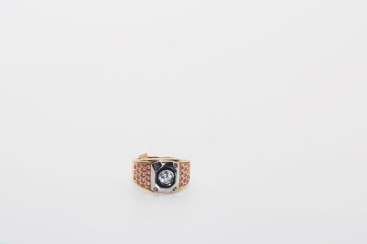 White and yellow gold men ring 14k