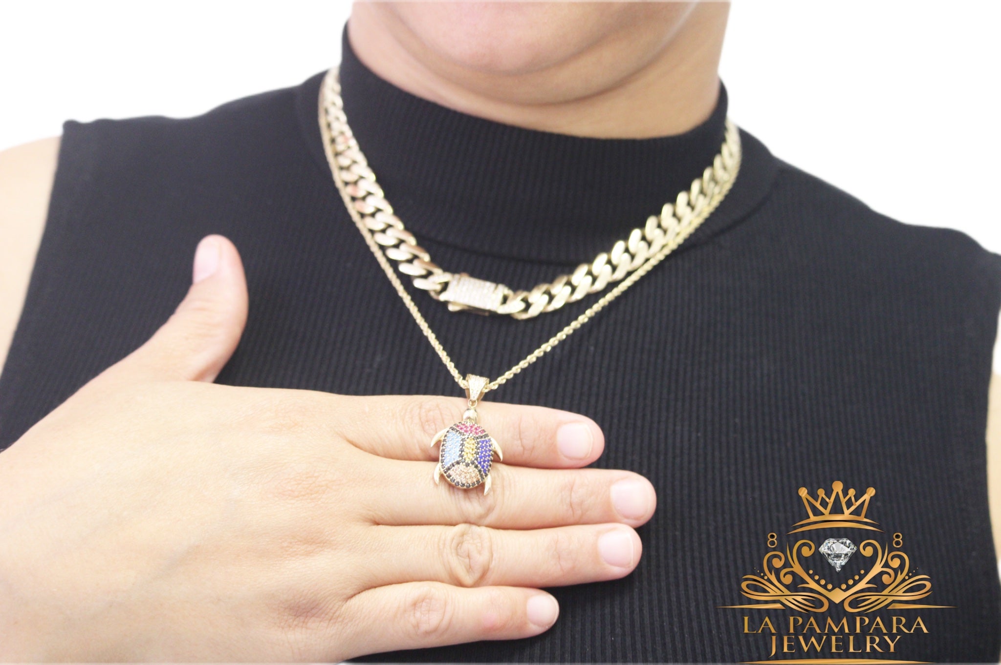 Italo choke rope chain set 14k real gold