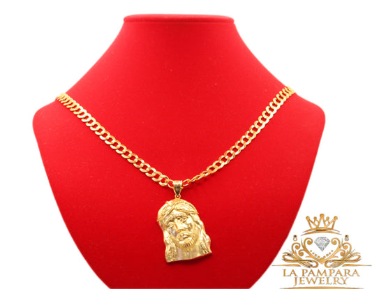 Cuban chain Jesus face 14k Real Gold