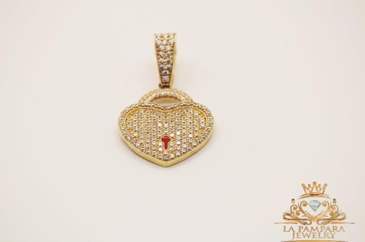 Red gold heart pendant 14k