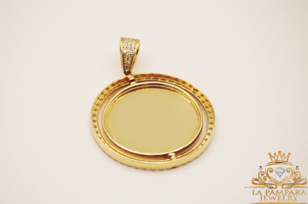 Double side photo Pendant 14k