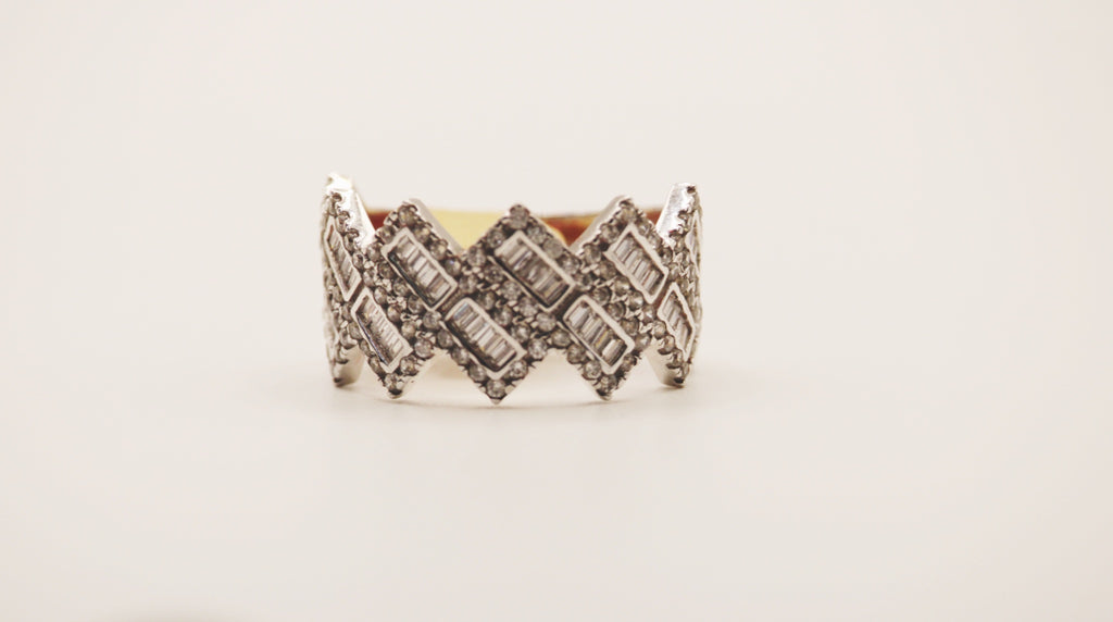 Fancy white gold Cuban link Ring 14k
