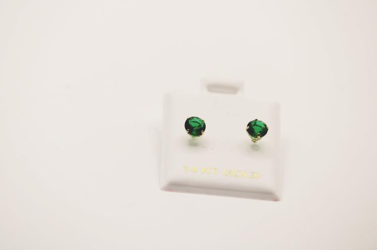 Green Screw Back Stud Earrings 14k