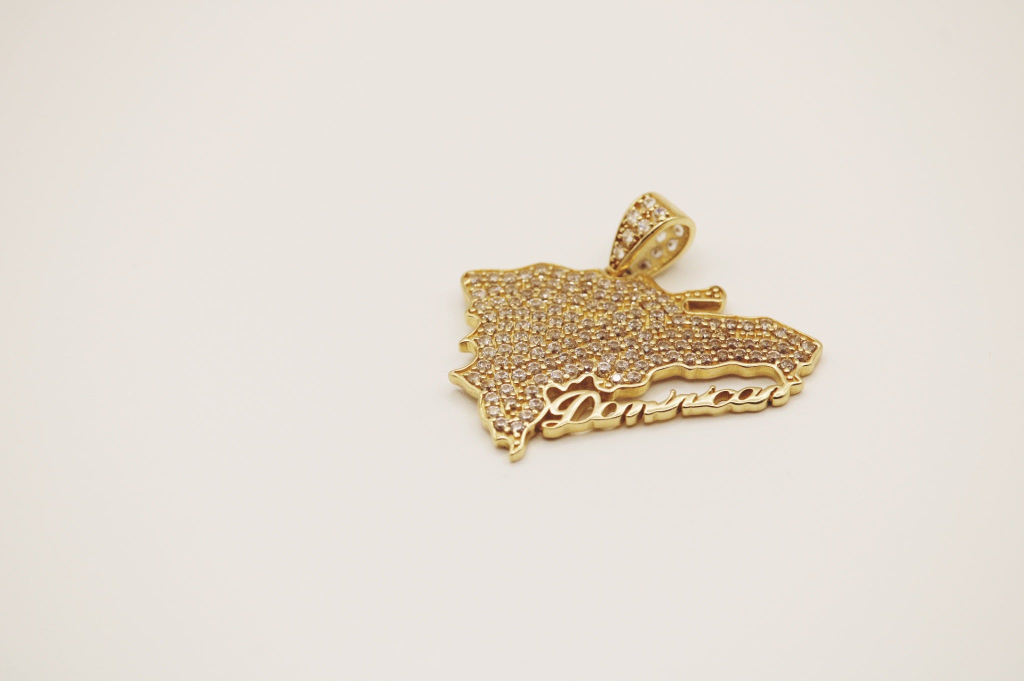 Dominican map pendant  Full CZ14k