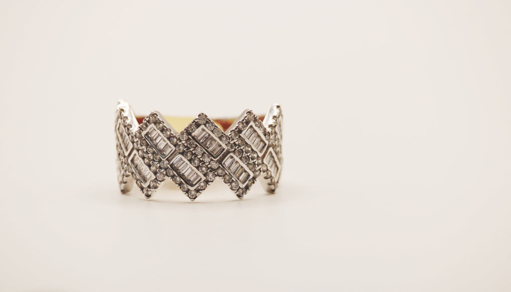 Fancy white gold Cuban link Ring 14k