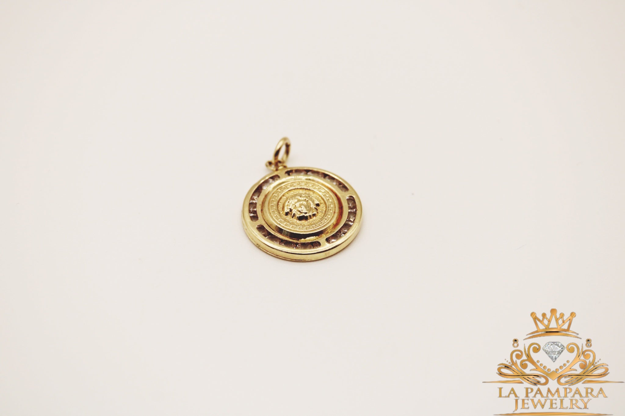 Small round pendant cz 14k