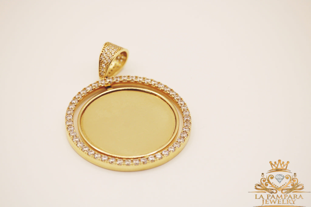 Double side photo Pendant 14k