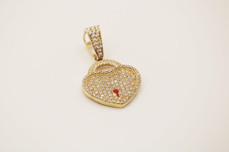 Red gold heart pendant 14k
