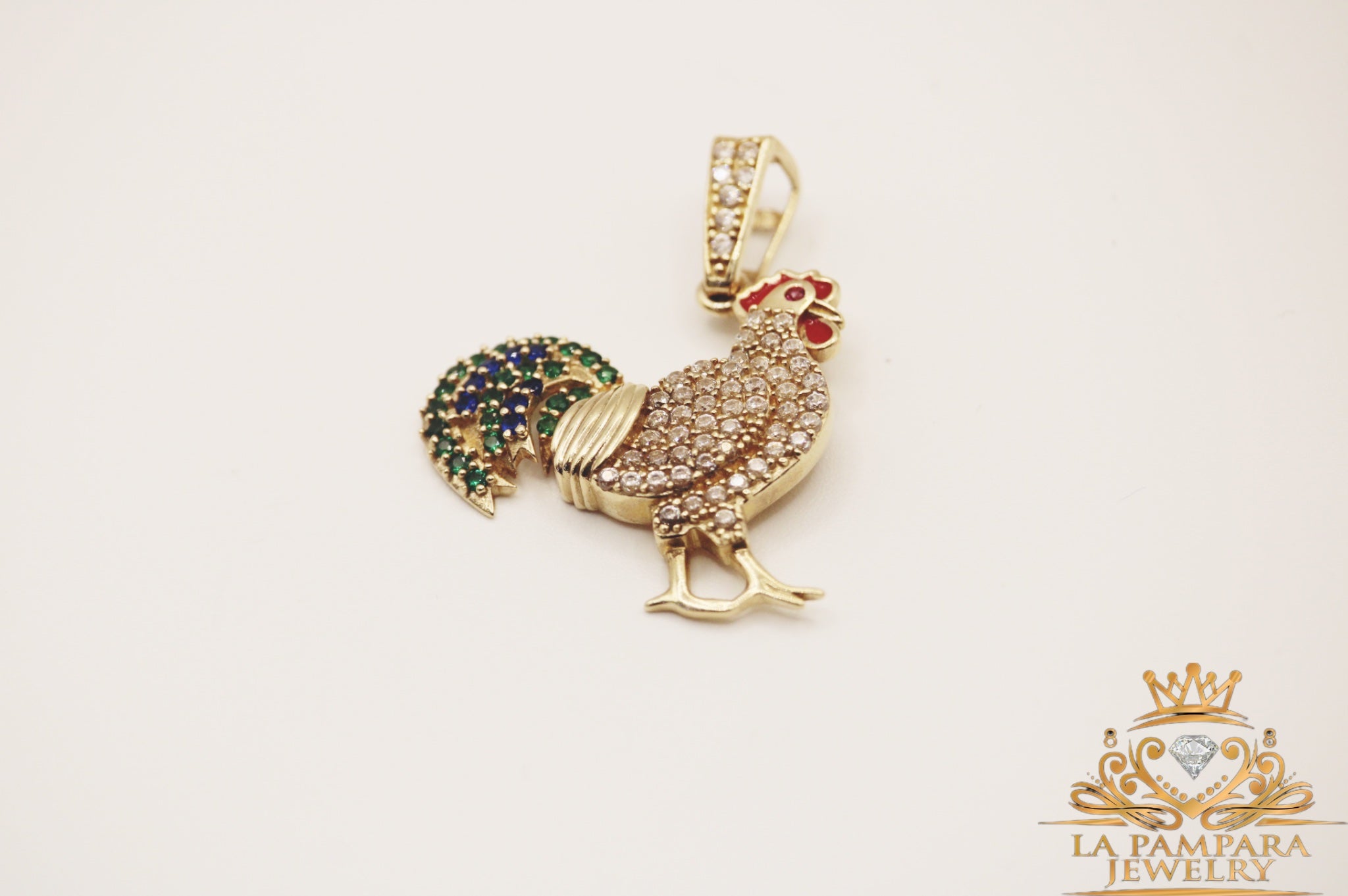 Red green rooter pendant 14k
