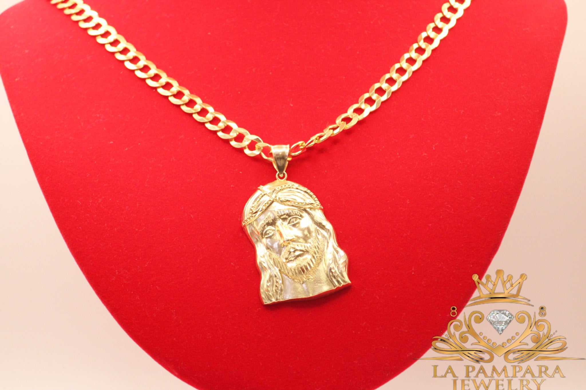 Cuban chain Jesus face 14k Real Gold