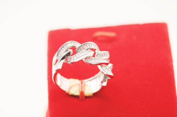 white Cuban link Men Ring 14k