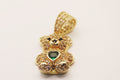 Green bear pendant 14k gold