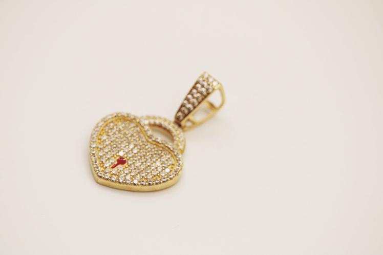 Red gold heart pendant 14k