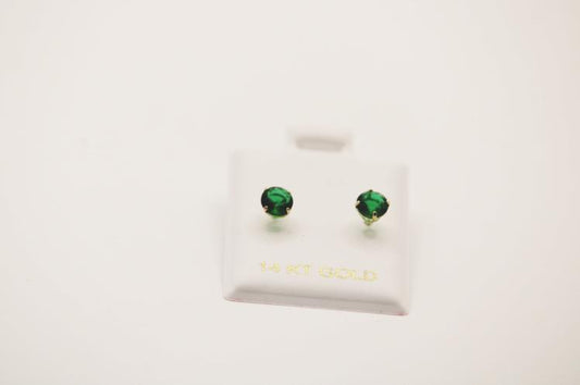 Green Screw Back Stud Earrings 14k