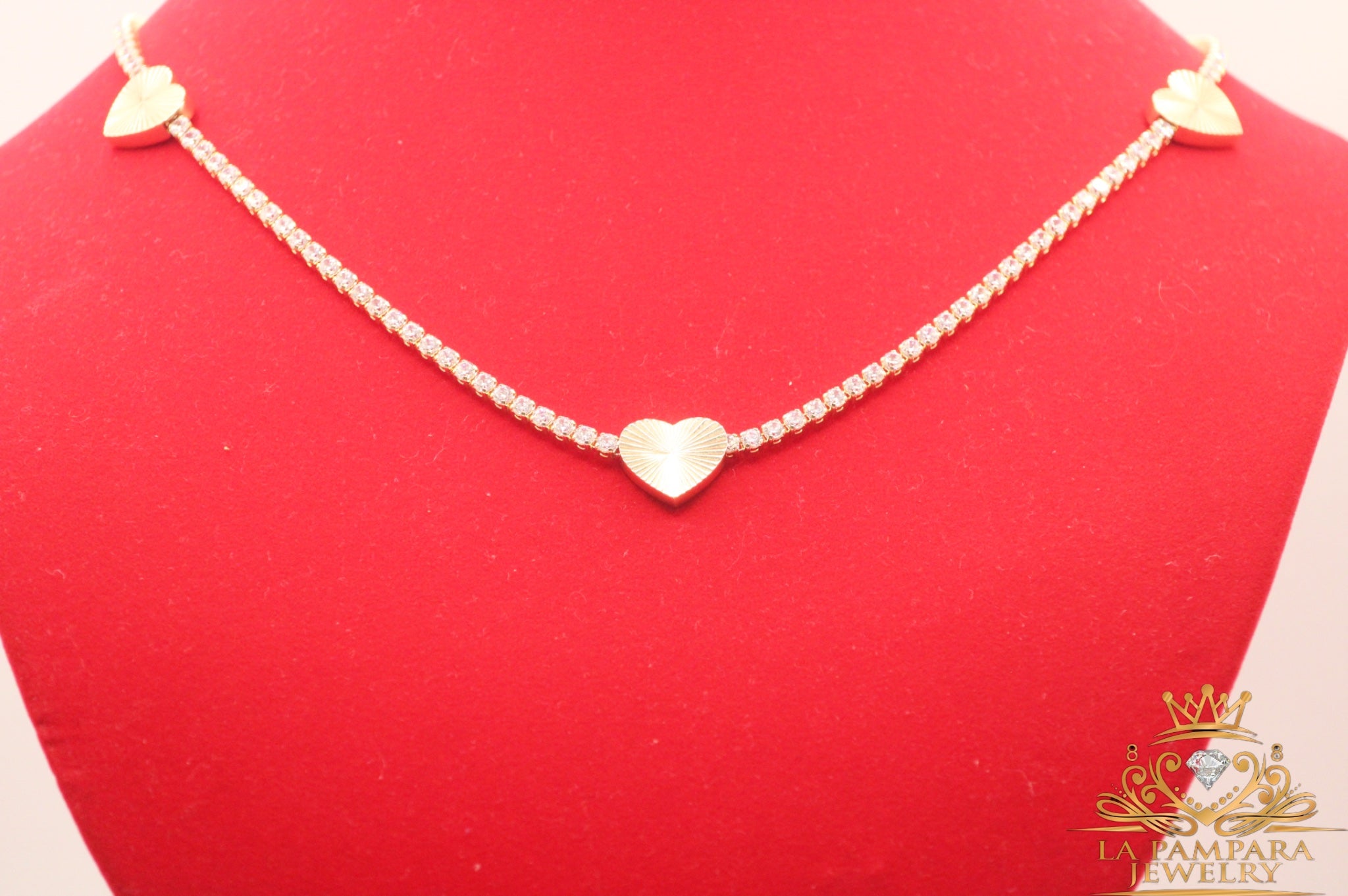 Fancy women heart choker 14k Real Gold