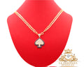 Cuban chain blue ice card pendant 14k gold