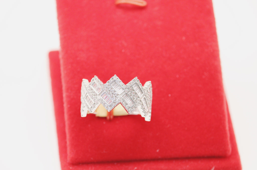 Fancy white gold Cuban link Ring 14k