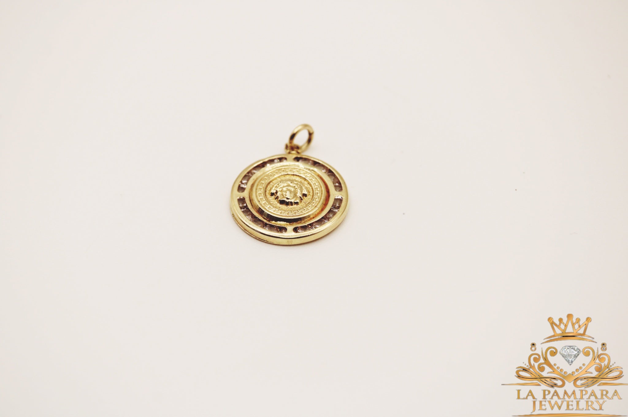 Small round pendant cz 14k