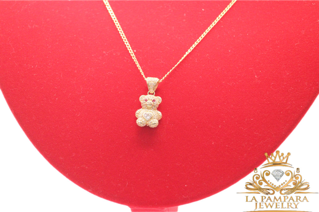 Cuban chain bear pendant 14k gold