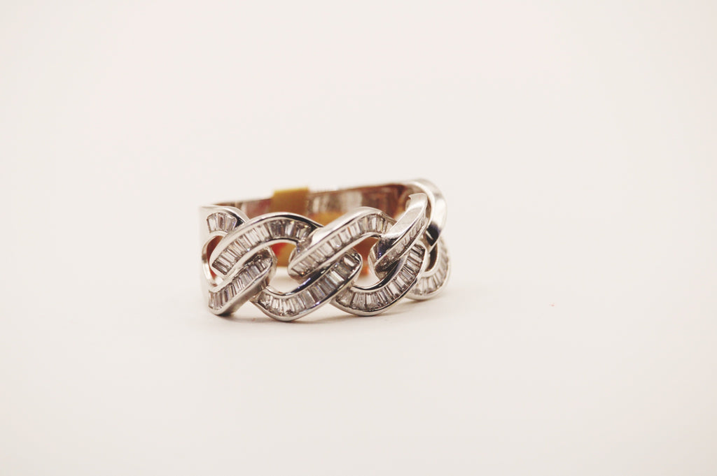 white Cuban link Men Ring 14k