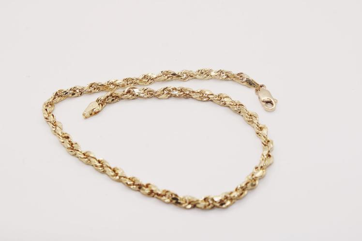 small Ankle Bracelet  Rope Link 14k