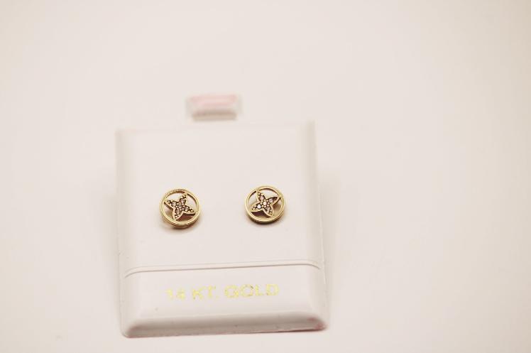 Star round Earring 14k