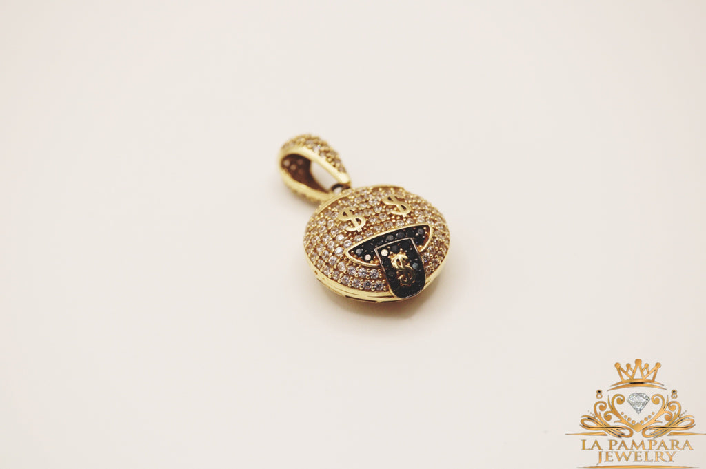 Money tongue emoji pendant 14k