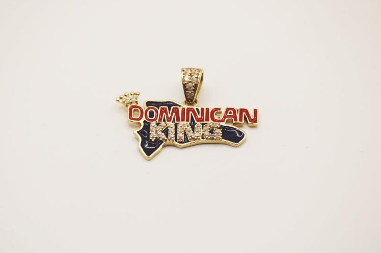 Dominican flag map pendant 14k small