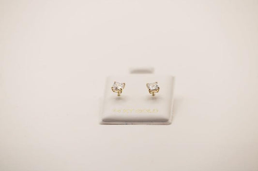 Screw Back Stud Earrings White stone 14k