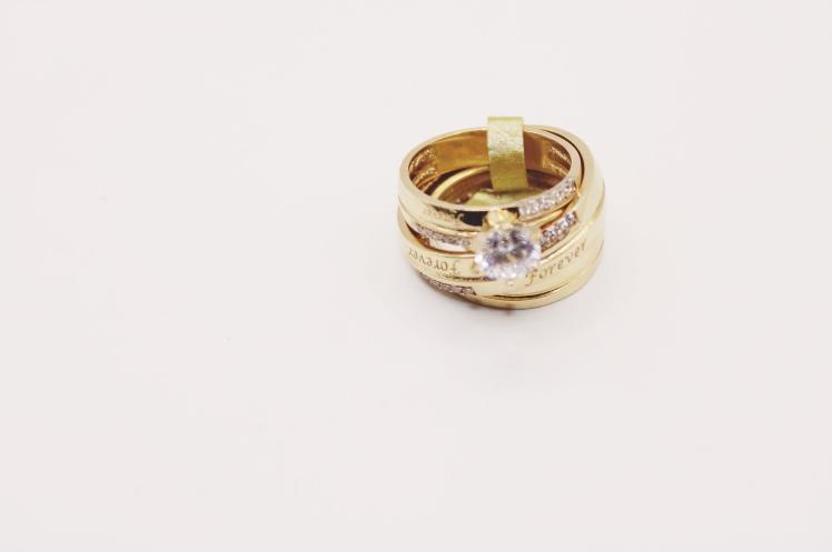Wedding Ring Trio 14k forever engraved
