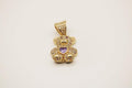 Bear clear purple pendant medium 14k gold