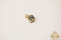 Square evil eyes small pendant 14k