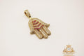 Hamsa hand red pendant 14k