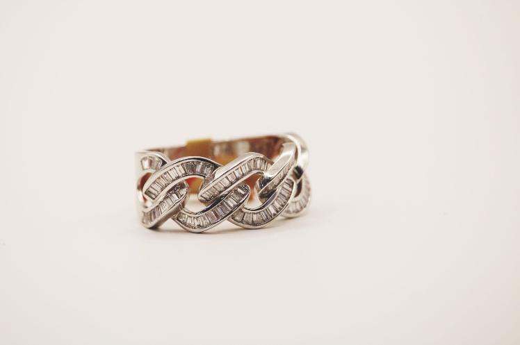 white Cuban link Men Ring 14k