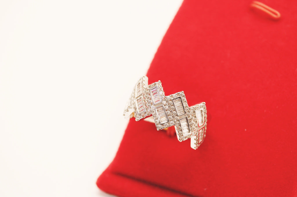 Fancy white gold Cuban link Ring 14k