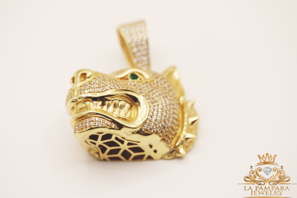 Big dog face pendant 14k